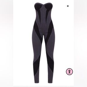 Pretty Little Thing BLACK CONTRAST PANEL DETAIL DENIM JUMPSUIT 2 NWT